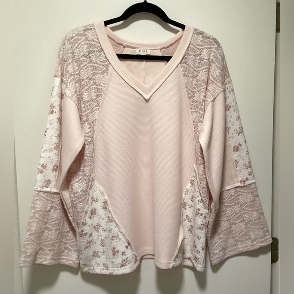 POL Tops - New POL Blush Thermal Knit and Lace Top